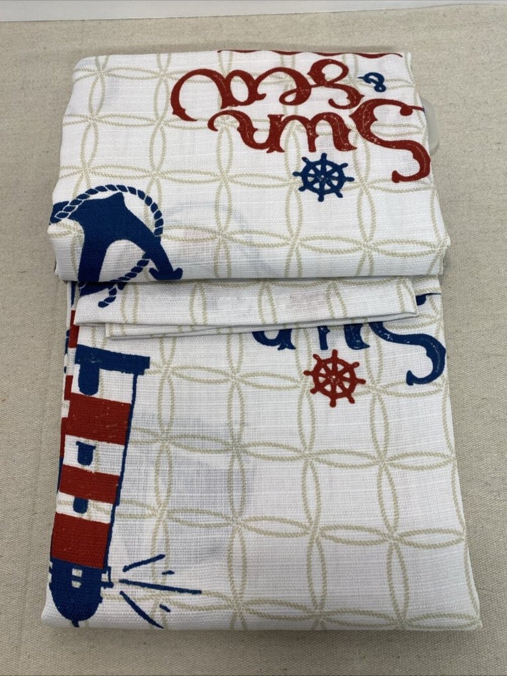 NEW Sun & Sea 72" x 72" Fabric Shower Curtain Patriotic Lighthouse Nautical - Picture 4 of 4